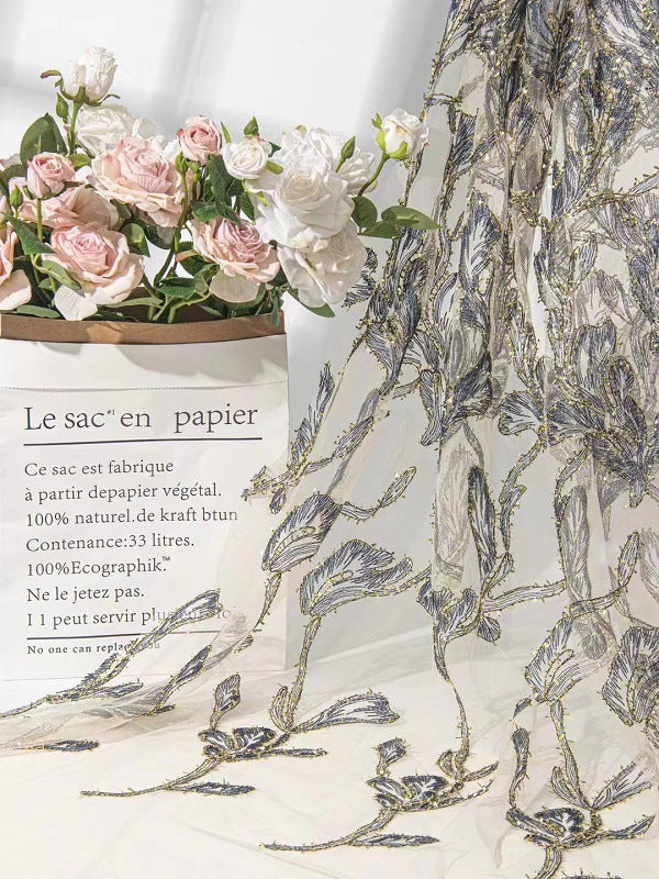 Elegant Embroidered Midi Dress With Lapel Collar