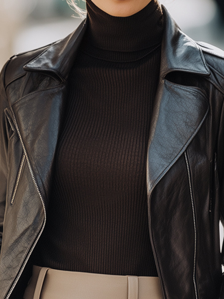 Black Classic Leather Moto Jacket