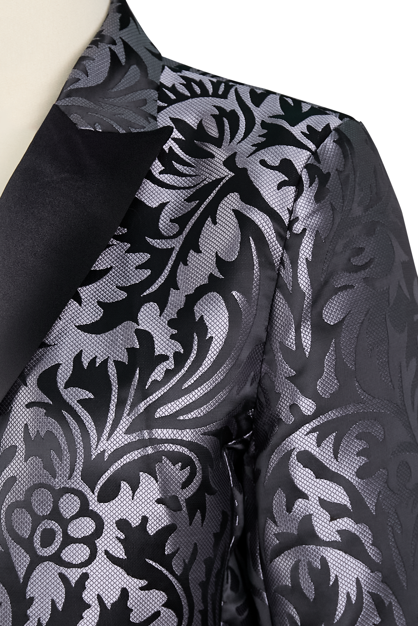 Luxury Black and Silver Floral Jacquard Blazer