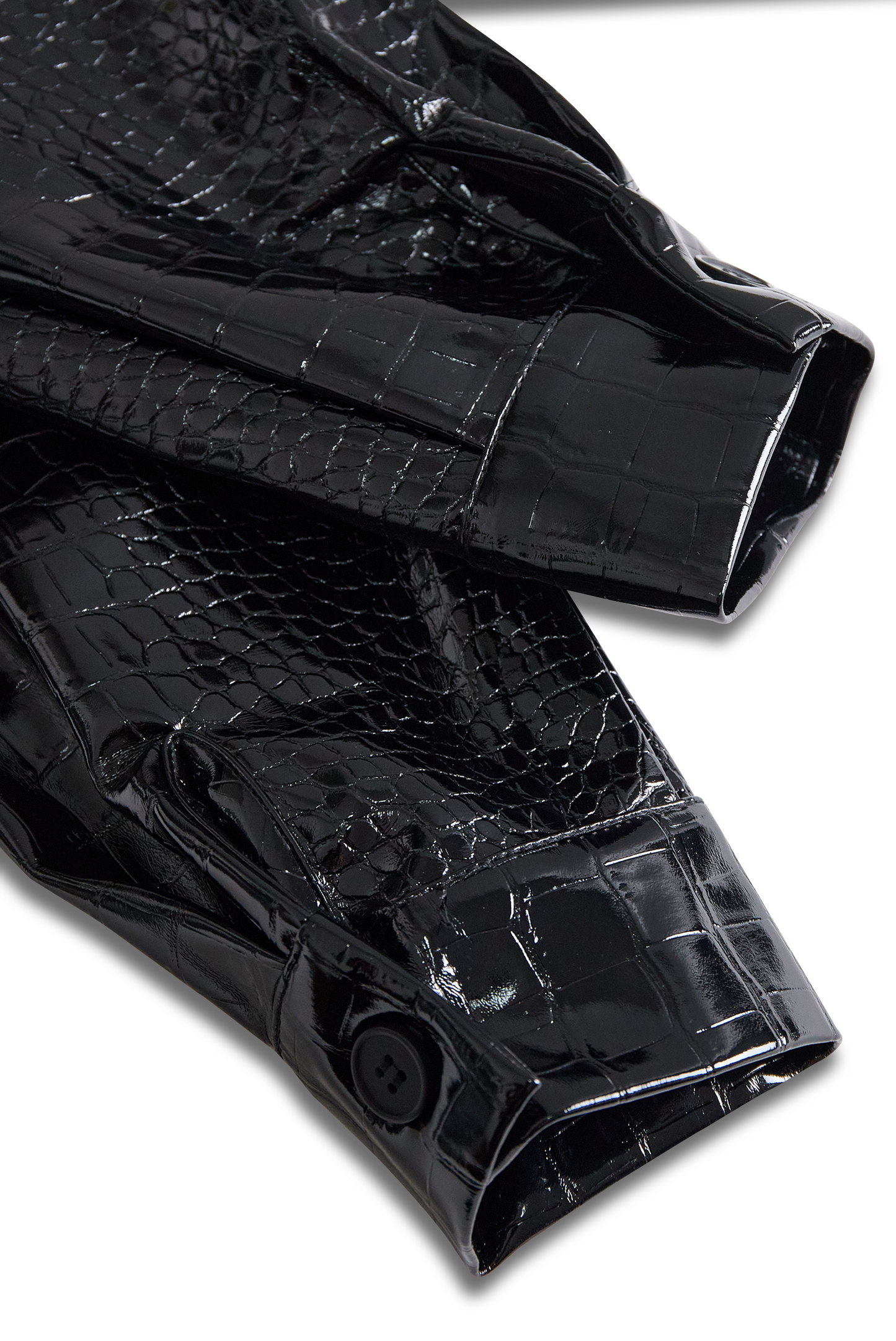 Glossy Black Crocodile Embossed Shirt