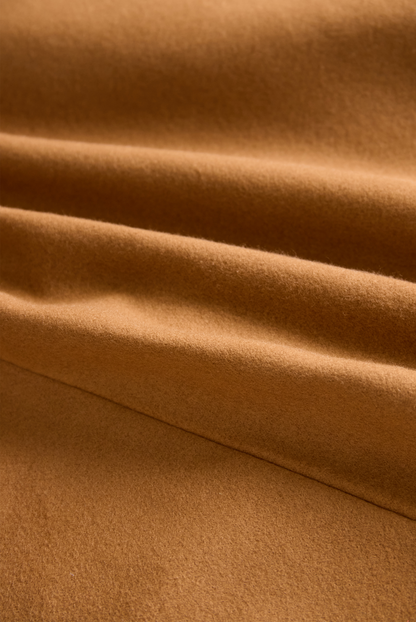 Classic Camel Wool Trench Coat with Belted Silhouette