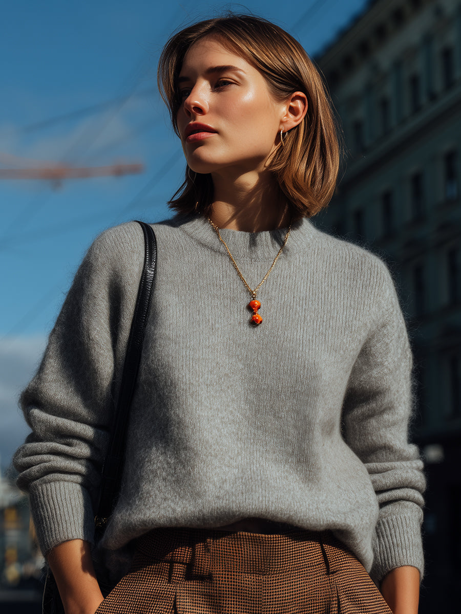 Soft Grey Crew Neck Sweater