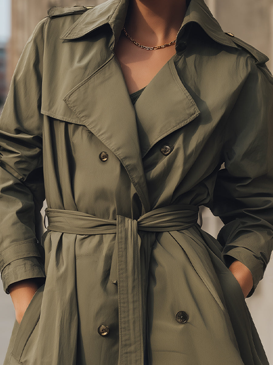 Olive Belted Short Trench Coat