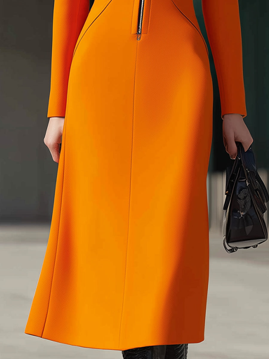Tangerine Zip-Front Longline Dress