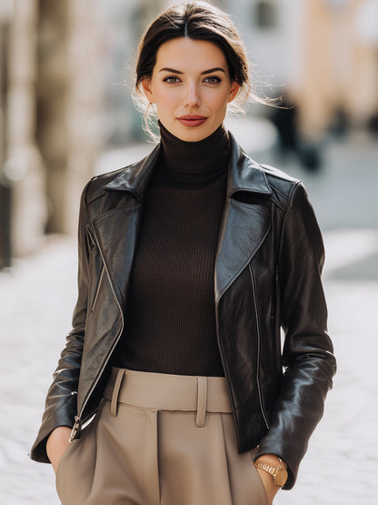 Black Classic Leather Moto Jacket