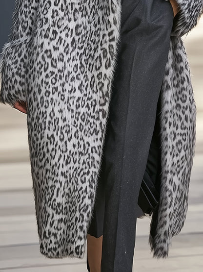 Chic Oversized Faux Fur Leopard Print Coat