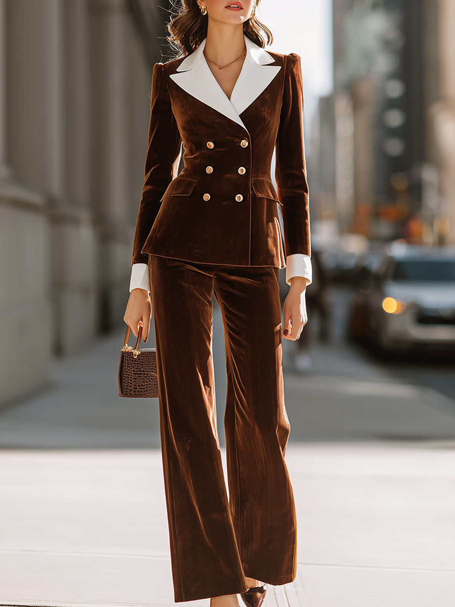 Vintage - Inspired Velvet Wide - Leg Suit