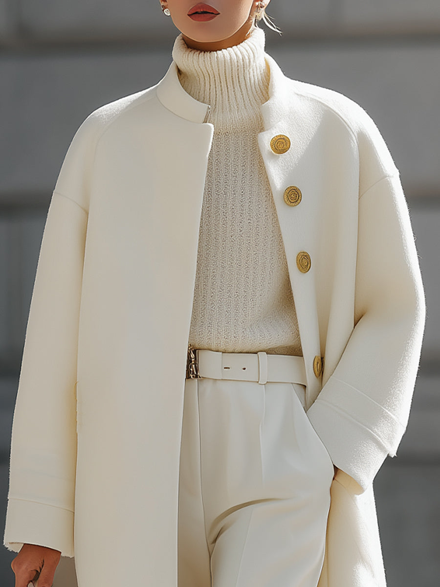 Chic Cream Oversized Coat