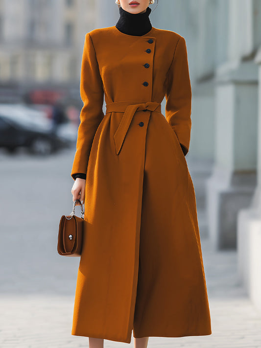 Elegant Belted Longline Coat