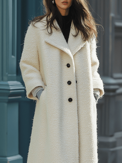 Ivory Bouclé Oversized Coat