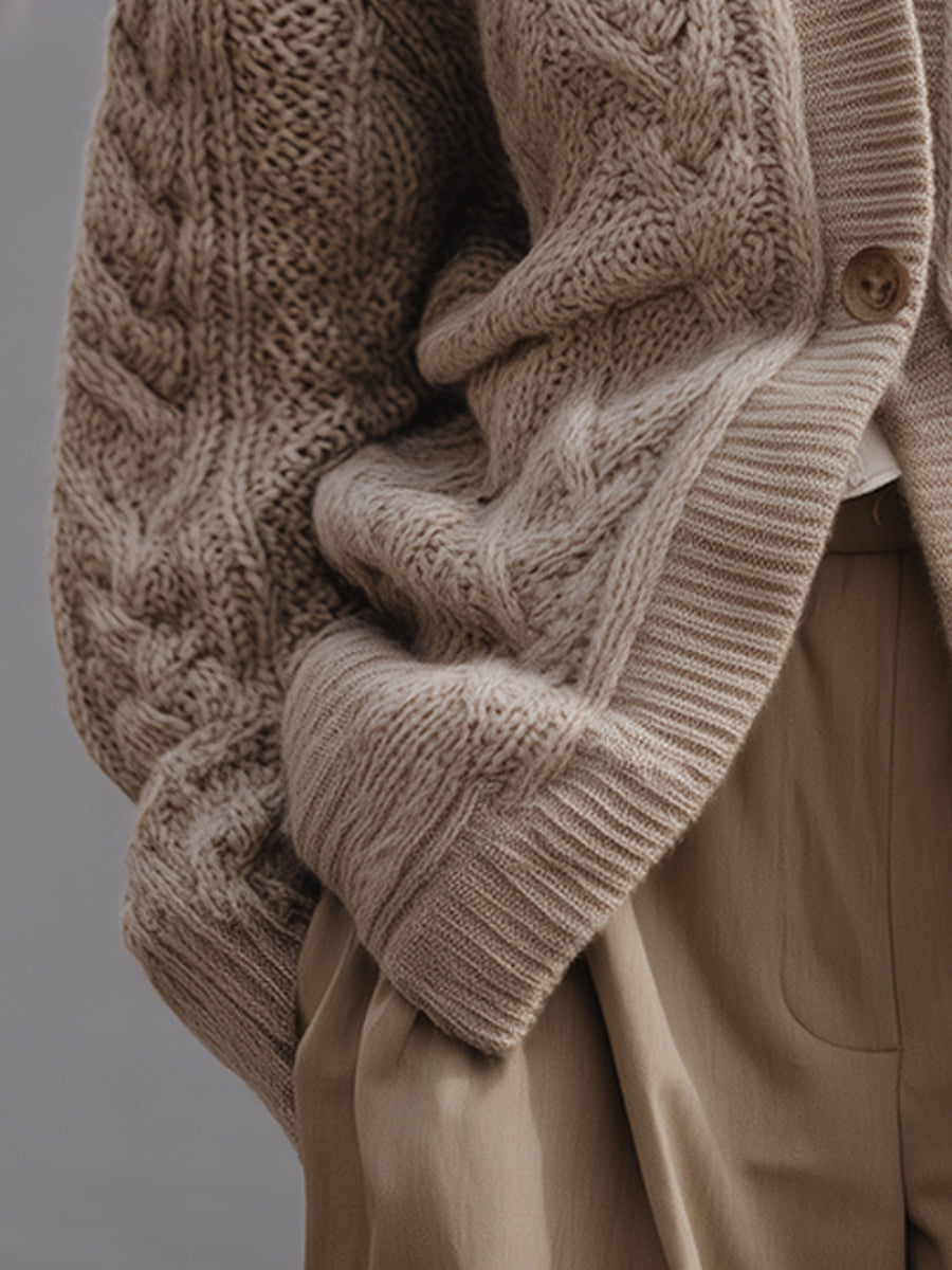 Chunky Cable Knit Button Cardigan