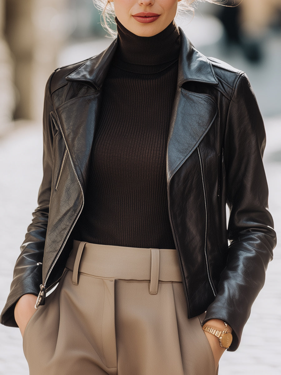 Black Classic Leather Moto Jacket