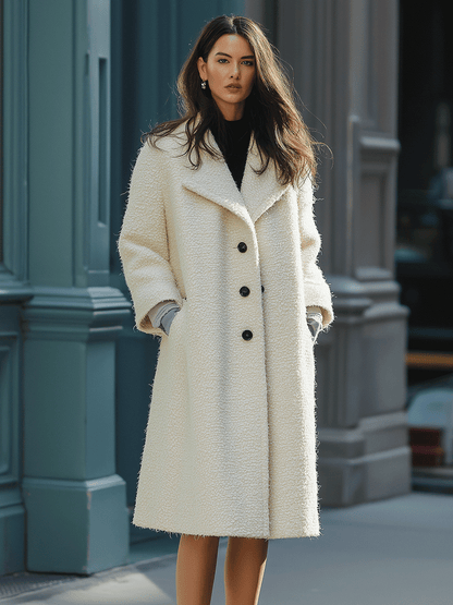 Ivory Bouclé Oversized Coat