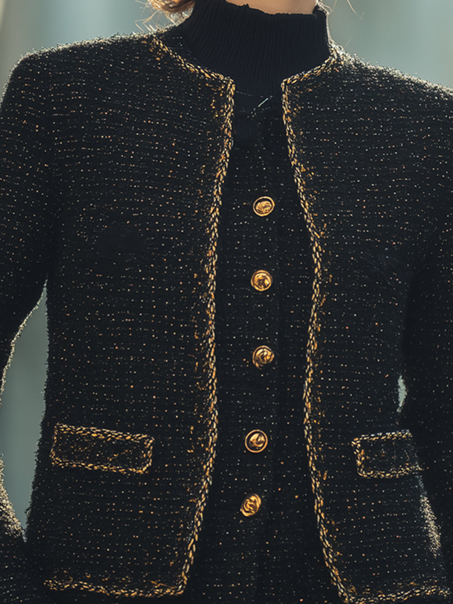 Noir Gold-Thread Tweed Jacket