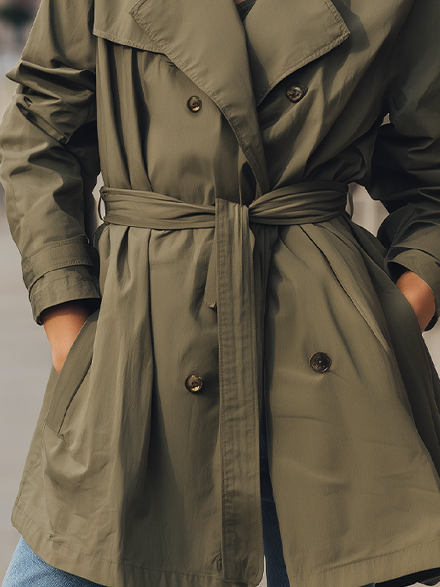 Olive Belted Short Trench Coat