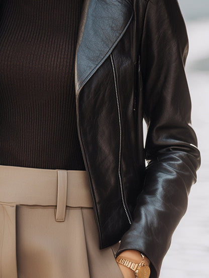 Black Classic Leather Moto Jacket