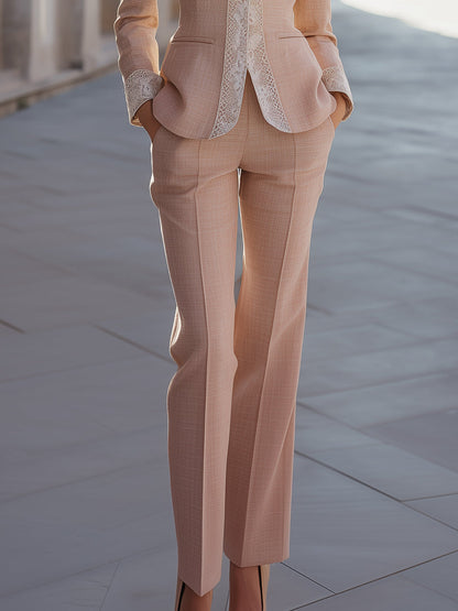 Lace-Trim Tailored Suit Set